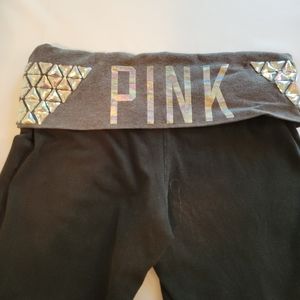 Victoria's Secret Bling Yoga Pants Black and Gray size Small fold over